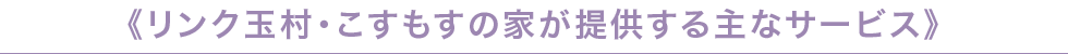 リンク玉村・こすもすの家が提供する主なサービス
